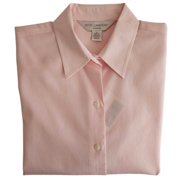 Petite Sophisticate Non-Iron Long Sleeve Button Down Shirt | NWT | SP | Pink - Picture 13 of 15